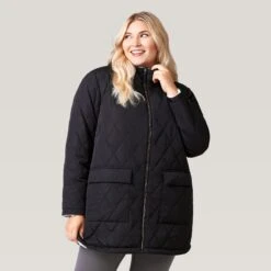 Women's Plus Size Stratus Lite Reversible Long Jacket -Free Country US 462 LOF12302X Black 2208 FW 011