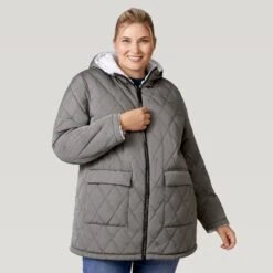 Women's Plus Size Stratus Lite Reversible Long Jacket -Free Country US 462 LOF12302X Olive Vine 2208 FW 017