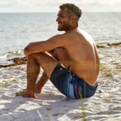 Men's Diamond Plate Stripe Surf Swim Short -Free Country US 488MSS3504 A024 014