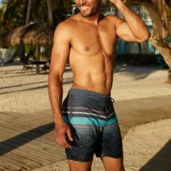 Men's Diamond Plate Stripe Surf Swim Short -Free Country US 488MSS3504 A071 015