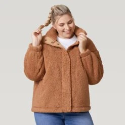 Women's Plus Size FreeCycle® Dimi Sierra Butter Pile® Jacket -Free Country US 519 LOF2830X Camel 2208 FW 012