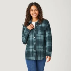 Women's Luxe+ Sherpa Lined Shirt Jacket -Free Country US J53LAF2449 PINE FA73 0227