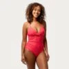 Women's Polka Dot Twist Front One-Piece Swimsuit -Free Country US SA2004137 POPPY RE 016