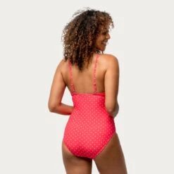 Women's Polka Dot Twist Front One-Piece Swimsuit -Free Country US SA2004137 POPPY RE 056