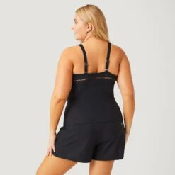 Women's Plus Size Summer Bouquet Highneck Tankini Top -Free Country US SA2106149X PALE ARUBA BLACK 066