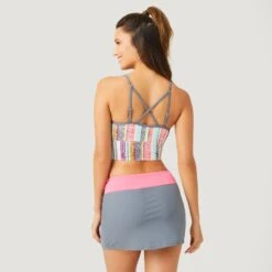 Women's Striped V-Neck Croptini Top -Free Country US SA2220157 PEONY 062