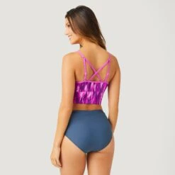 Women's Abstract Ikat V-Neck Croptini Top -Free Country US SA2220158 PINK ORCHARD WISTERIA 063