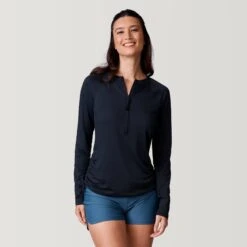 Women's UPF Long Sleeve Sunshirt -Free Country US SCLSS3813BLACK 2212 SS23 066