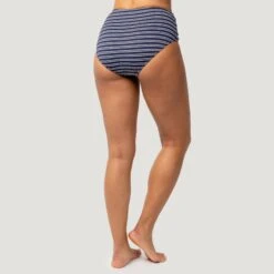 Women's Popcorn Stripe High-Waisted Brief -Free Country US SF2310 NAVY WHITE 0186