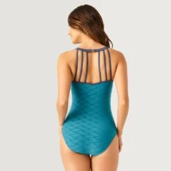 Women's Strappy Back One-Piece Swimsuit -Free Country US SH2001 LAGOON SLATE 813