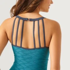 Women's Strappy Back One-Piece Swimsuit -Free Country US SH2001 LAGOON SLATE 831