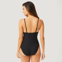 Women's Twist Front One-Piece Swimsuit -Free Country US SH2004 BLACK 076