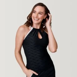 Women's Double Strap Keyhole Tankini Top -Free Country US SHRLSS3105BLACK 2302 SS23 035