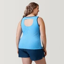 Women's Plus Size Full Side Shirring Tankini Top -Free Country US SIRLSS3180XSKY 2302 SS23 051