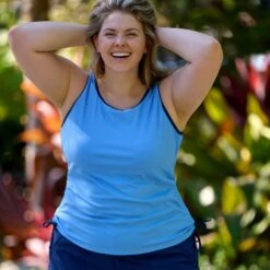 Women's Plus Size Full Side Shirring Tankini Top -Free Country US SIRLSS3180XSWLSS3514X T0121 011