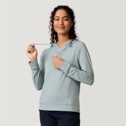 Women's Hooded Pullover UPF Sunshirt -Free Country US SPLSS3819 MOSS J54LAS3633 BLACK 2212 SS23 006