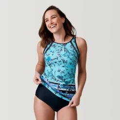 Women's Floral Paradise High Neck Tankini Top -Free Country US SRLSS3106PALEARUBA 2302 SS23 003
