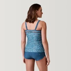 Women's Wild Flower High Neck Tankini Top -Free Country US SRLSS3106TROPICTURQ181 2302 SS23 033