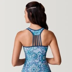 Women's Boho Medallion Lace Up Racerback Tankini Top -Free Country US SRLSS3147TROPICALTURQ172 2212 SS23 040