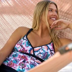 Women's Macreme Back Tankini Top -Free Country US SRLSS3169SA2401 T018 067