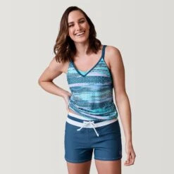Women's Summer Haze V-Neck Blouson Tankini Top -Free Country US SRLSS3170TROPICALTURQ169 2302 SS23 057