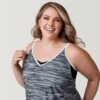 Women's Plus Size Heat Wave V-Neck Blouson Tankini Top -Free Country US SRLSS3170XBLACK171 2302 SS23 022