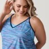 Women's Plus Size Ocean Mesh V-Neck Blouson Tankini Top -Free Country US SRLSS3170XSKY167 2302 SS23 031