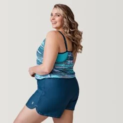 Women's Plus Size Summer Haze V-Neck Blouson Tankini Top -Free Country US SRLSS3170XTROPICALTURQ169 2302 SS23 028