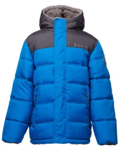 Toddler Boys' Protean Reversible Puffer Jacket With Hat -Free Country US toddler boys protean reversible puffer jacket with hat blue 2