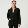 Women's Luxe+ Sherpa Lined Cardigan -Free Country US womens luxe cardigan black 1