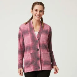 Women's Luxe+ Sherpa Lined Cardigan -Free Country US womens luxe cardigan burgundy 1