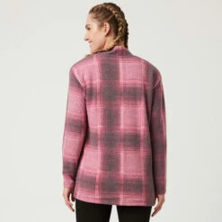 Women's Luxe+ Sherpa Lined Cardigan -Free Country US womens luxe cardigan burgundy 2