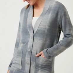 Women's Luxe+ Sherpa Lined Cardigan -Free Country US womens luxe cardigan grey 3
