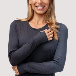 Women's Midweight Sueded Base Layer Top -Free Country US womens midweight sueded base layer top black 3