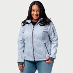 Women's Plus Size Aeris Super Softshell® Jacket -Free Country US womens plus size aeris super softshell jacket silver chip 1