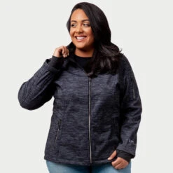 Women's Plus Size Aeris Super Softshell® Jacket -Free Country US womens plus size aeris super softshell jacket striation black 1
