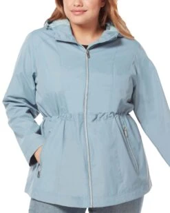 Women's Plus Size New Day Radiance Anorak Rain Jacket -Free Country US womens plus size new day radiance anorak rain jacket bluestone 1